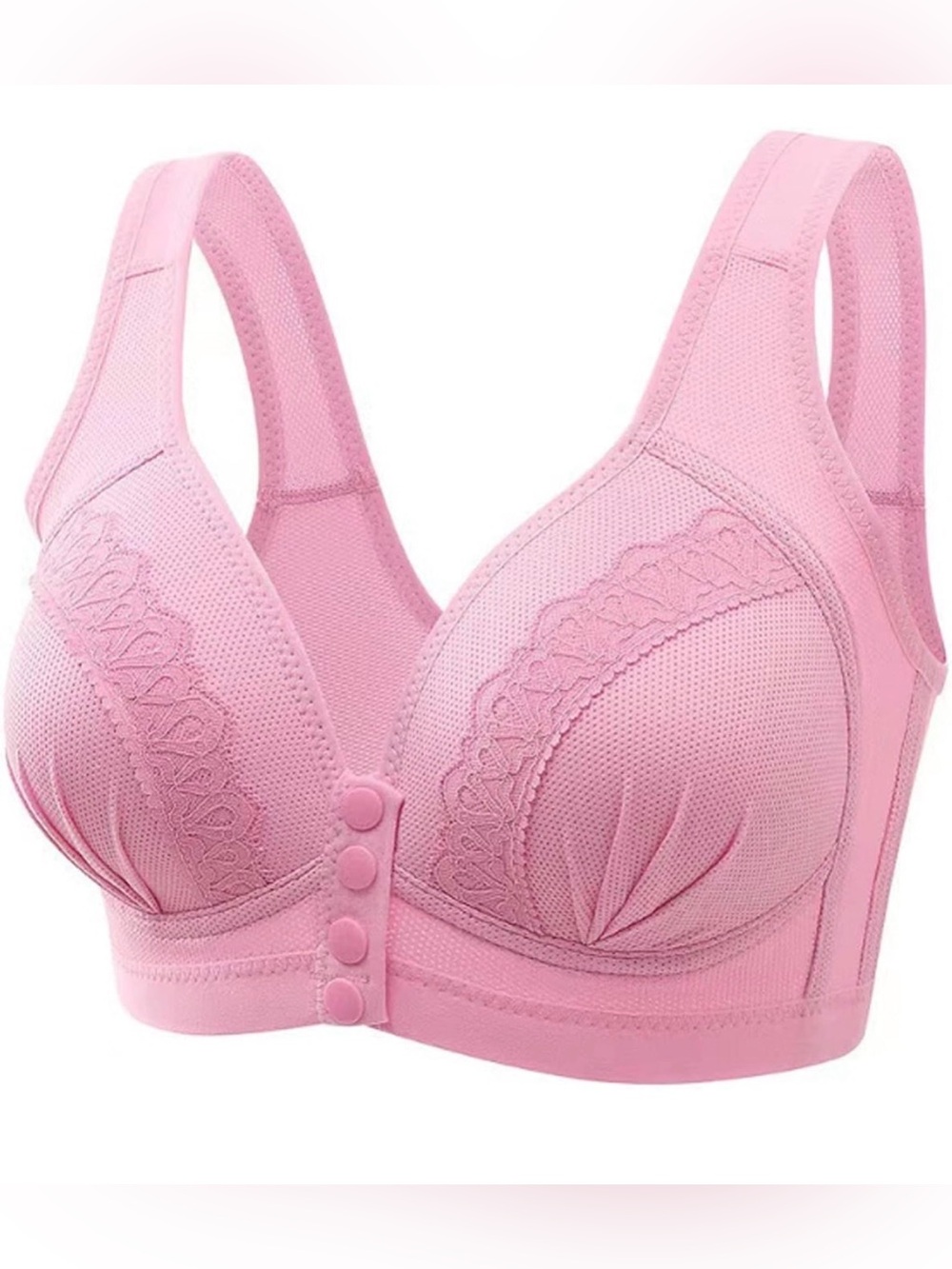 Women’s Front Closure Wireless High Support Bra Size 46 Hot Pink